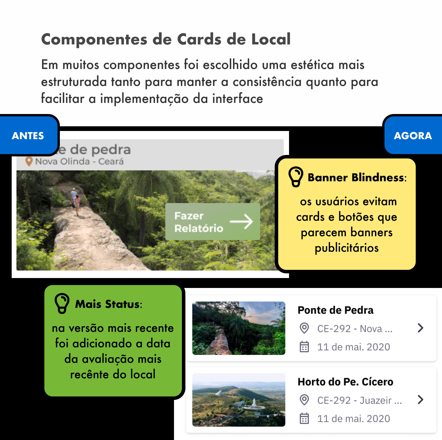 Antes e depois da tela de login do Geopark