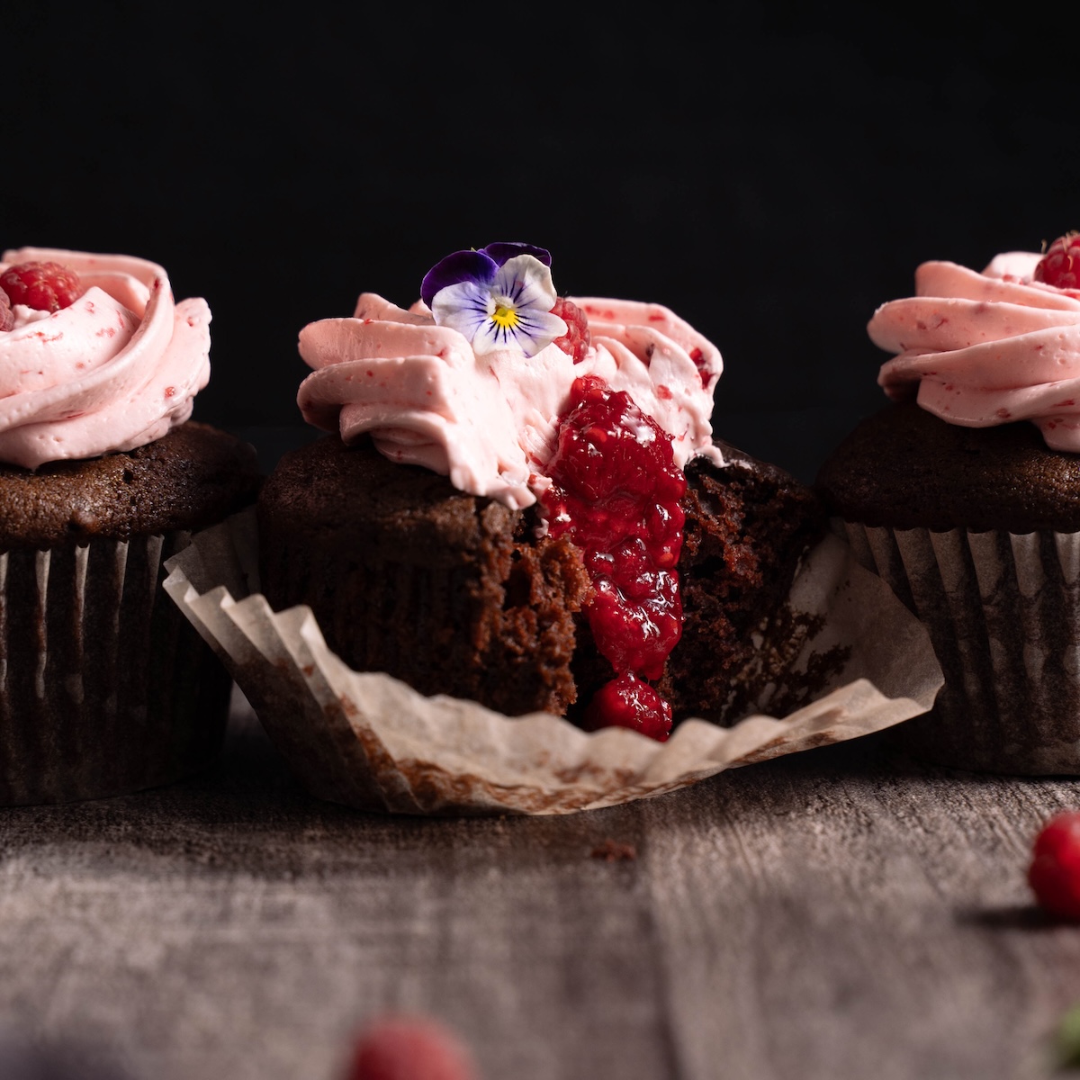 Raspberry chocolate cupcakes