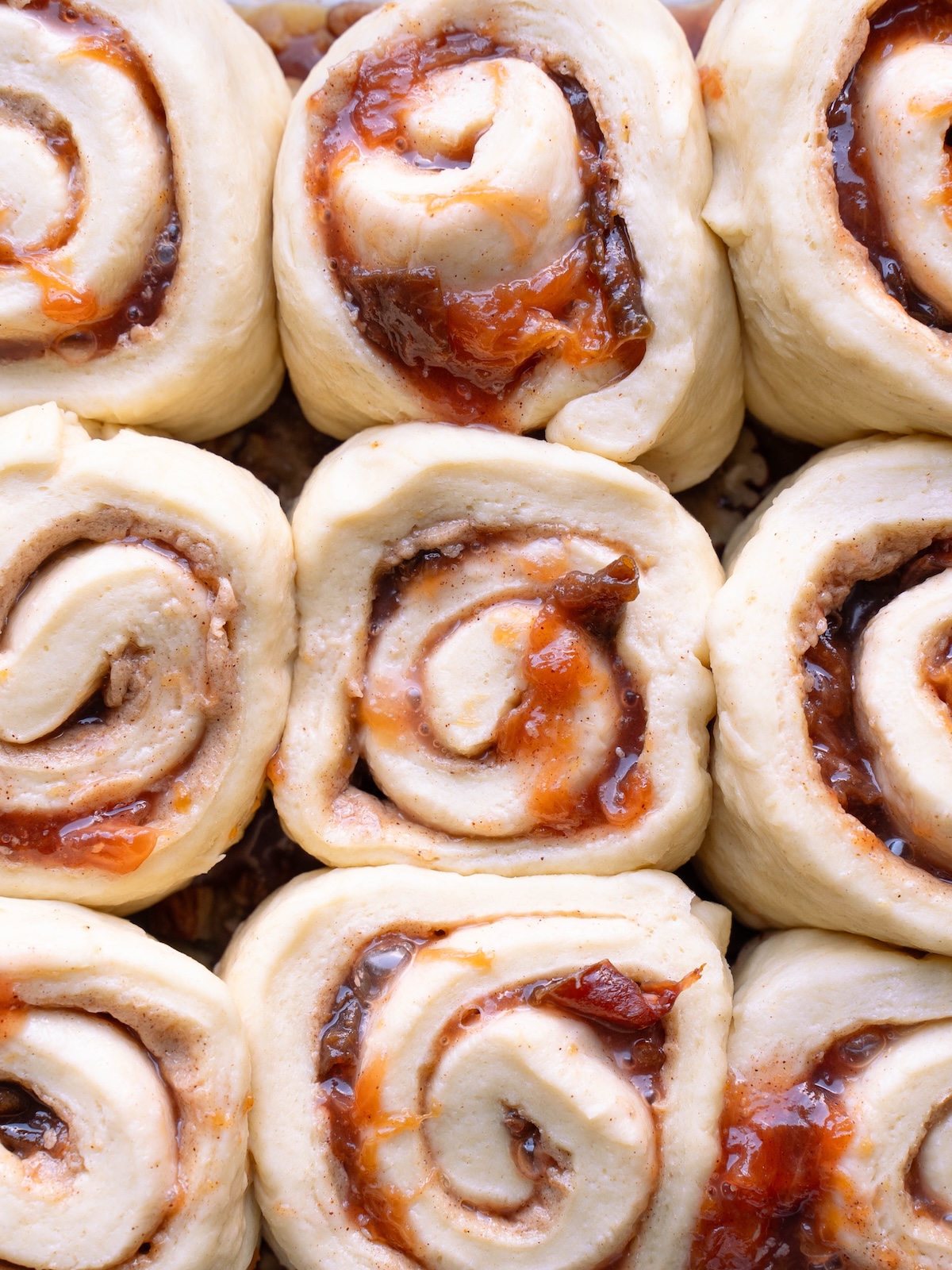 Plum sticky buns before baking