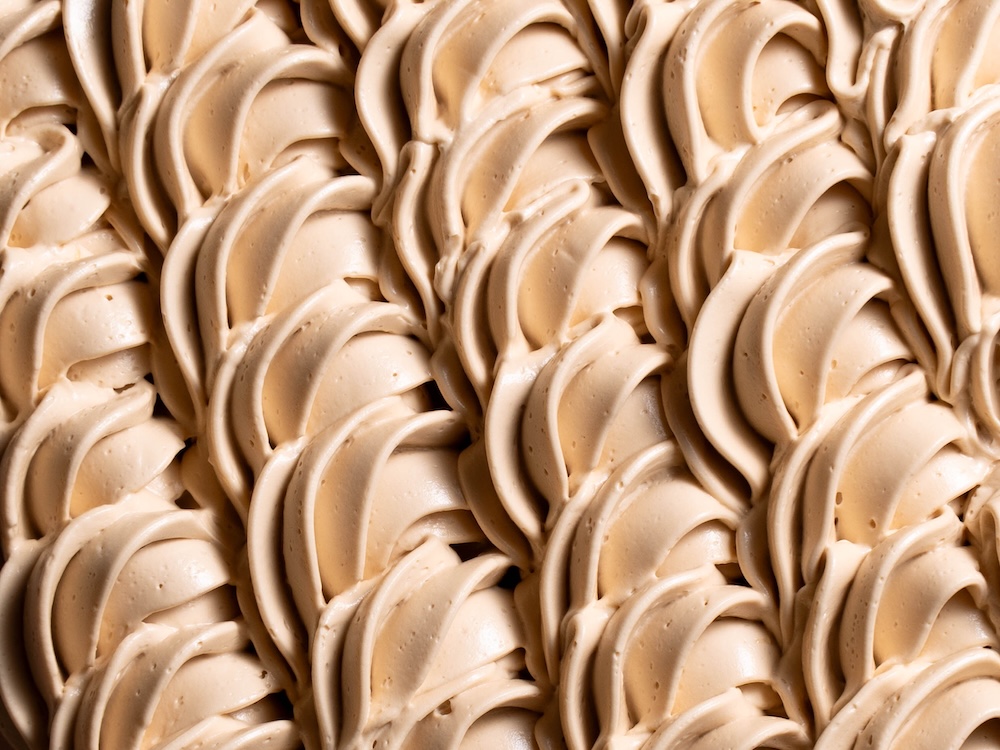 Brown sugar frosted piped in diagonal lines