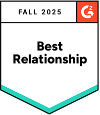 G2 Spring 2025 Best Relationship award badge with G2 logo in top right corner.