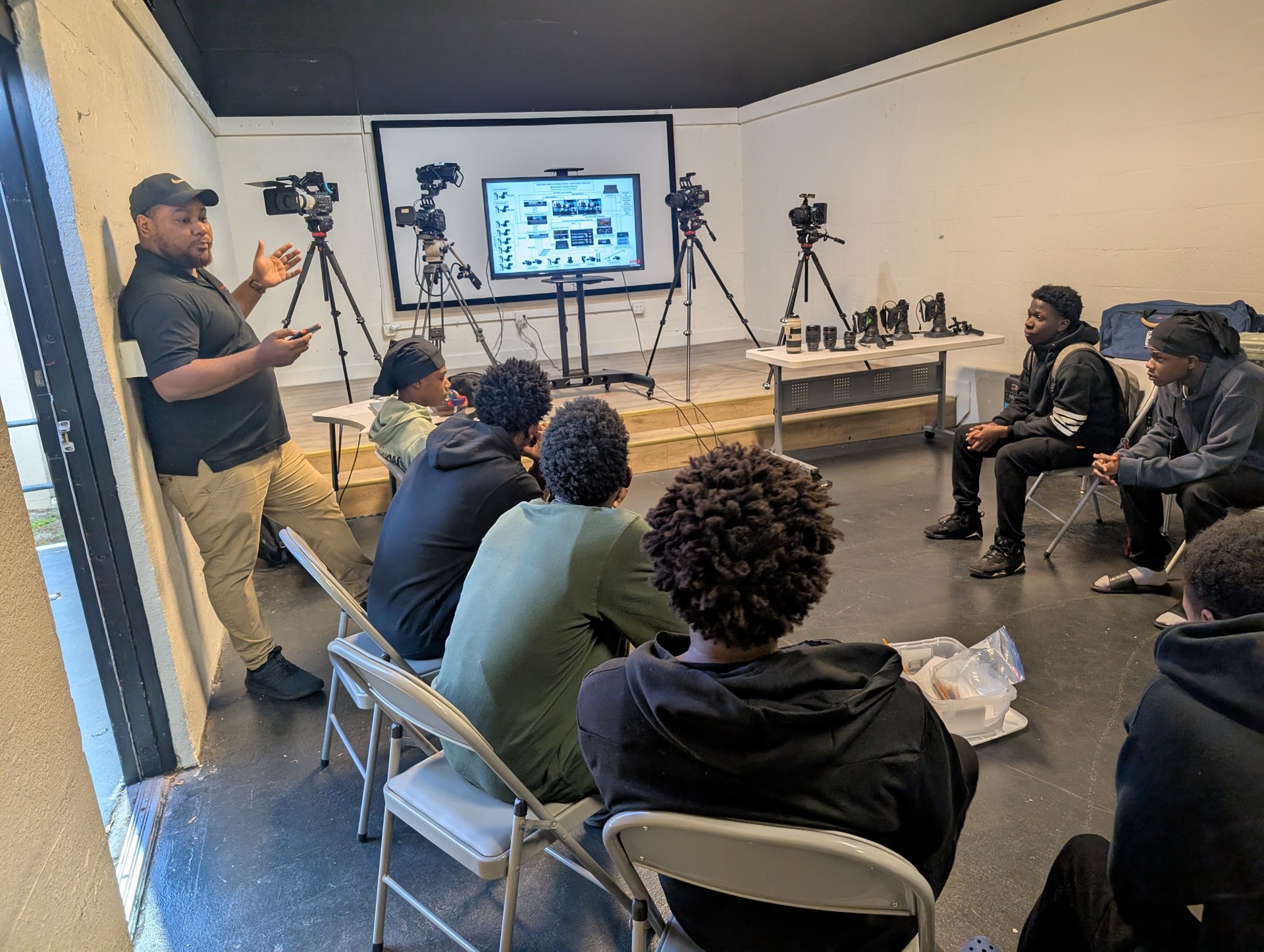 OBT NEXT — AV Training Program grantee, instructor teaching youth filmmakers along the Orange Blossom Trail corridor