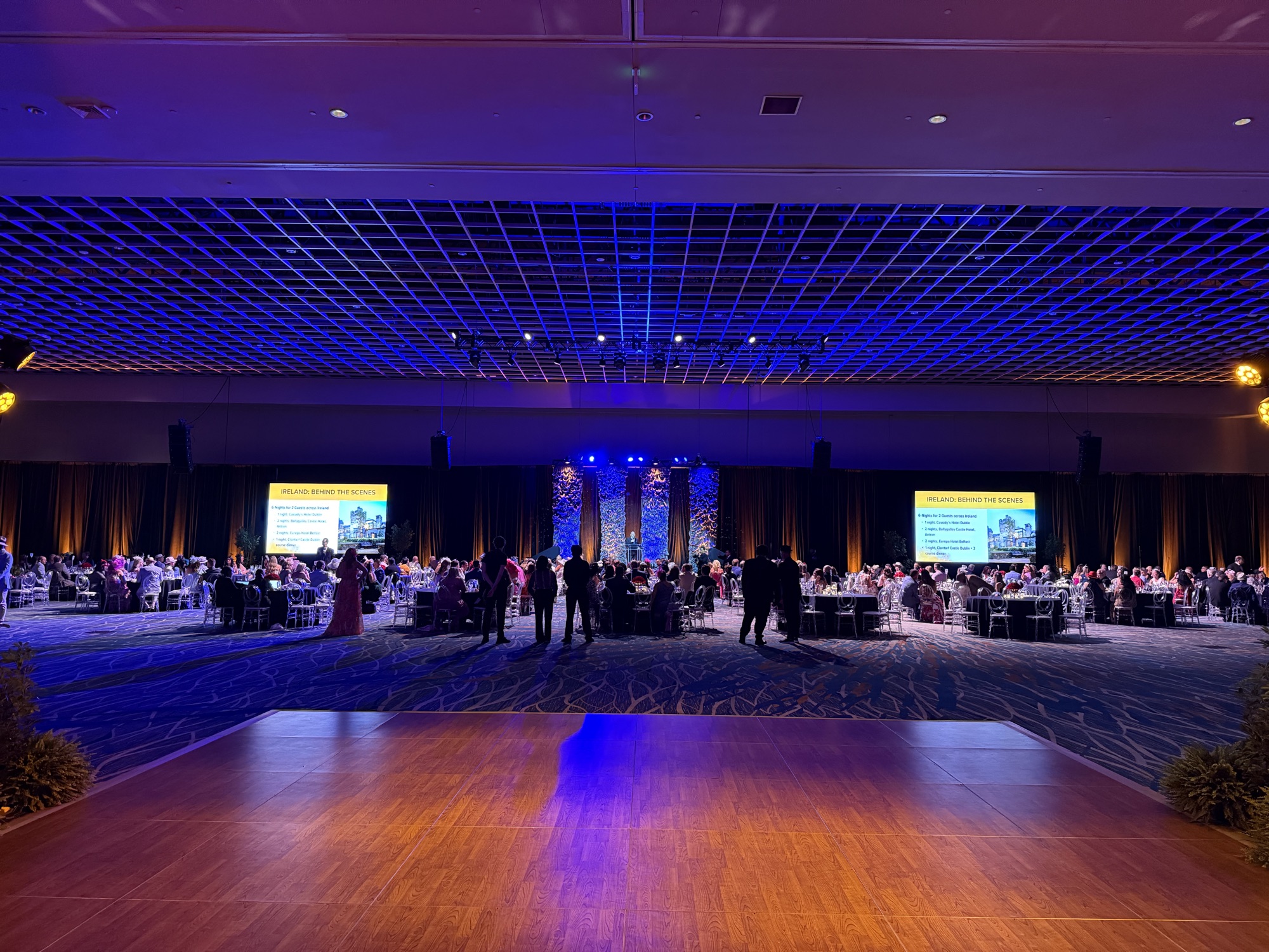 The Faine House Gala, lit dance floor and LED screen