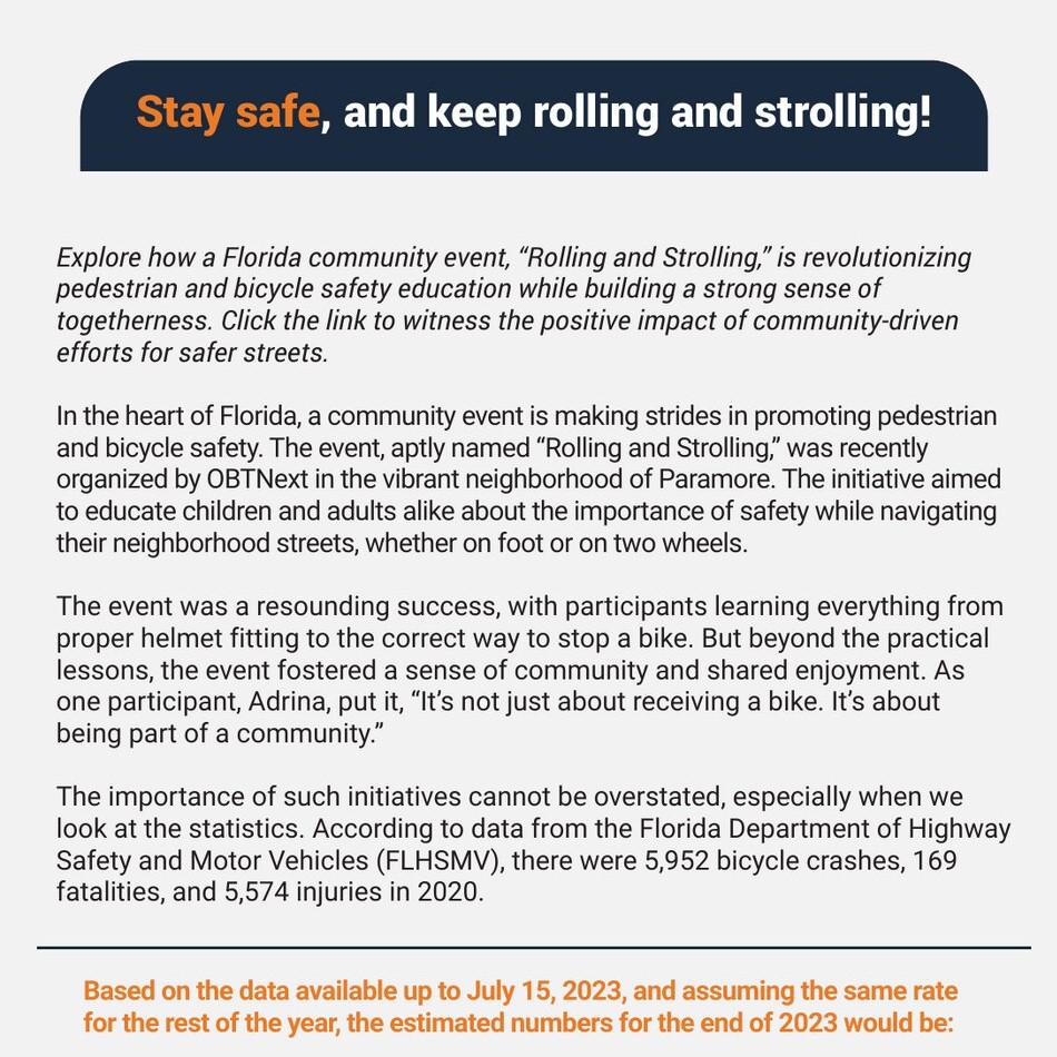 Stay safe and keep rolling and strolling banner with the event recap copy
