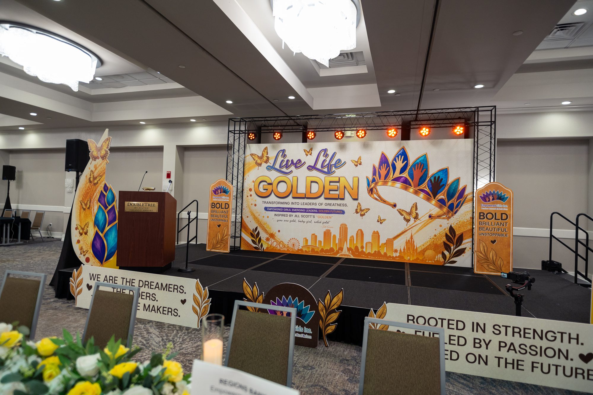 The Live Life Golden stage set before the doors opened