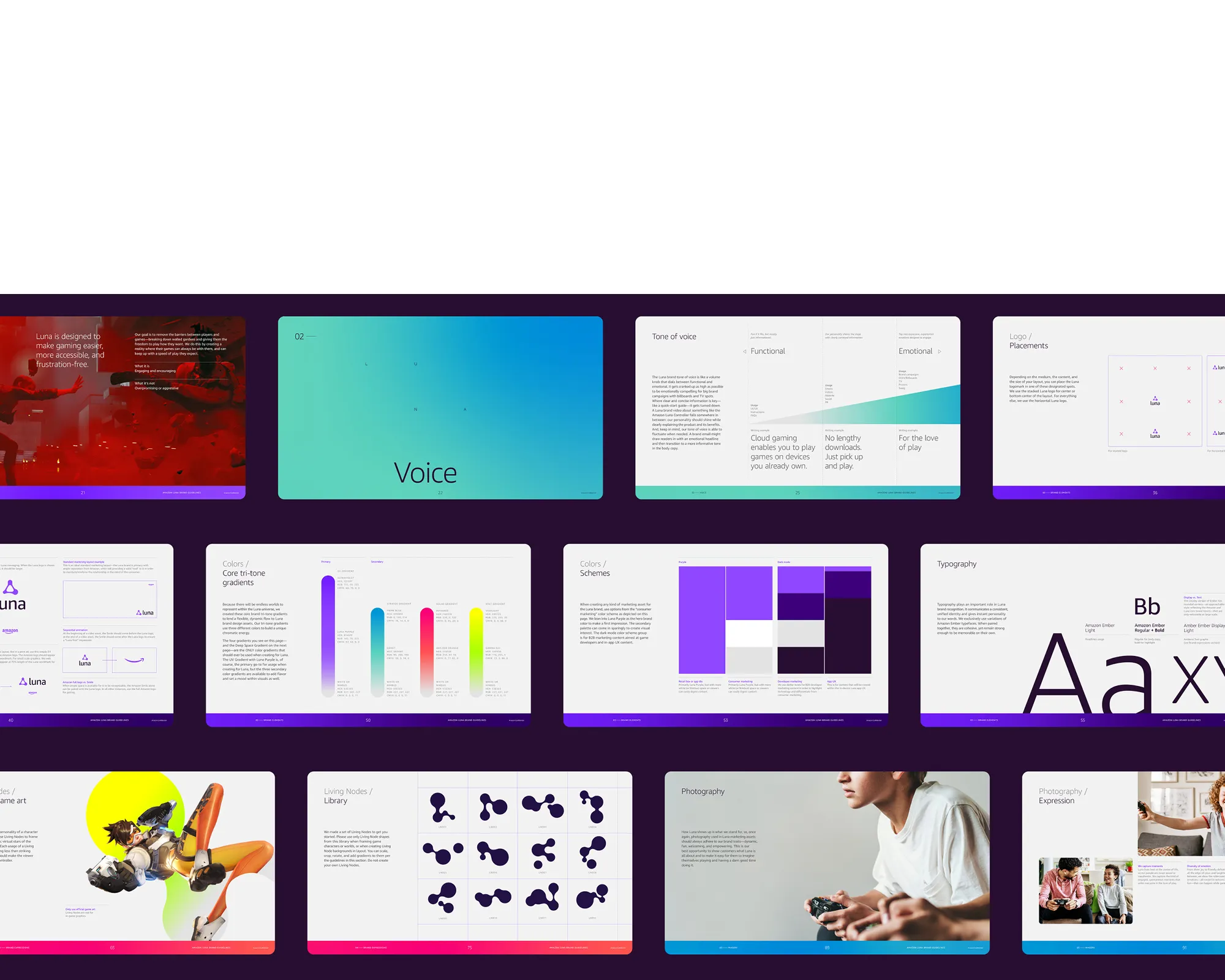 Select slides from Amazon Luna brand guidelines