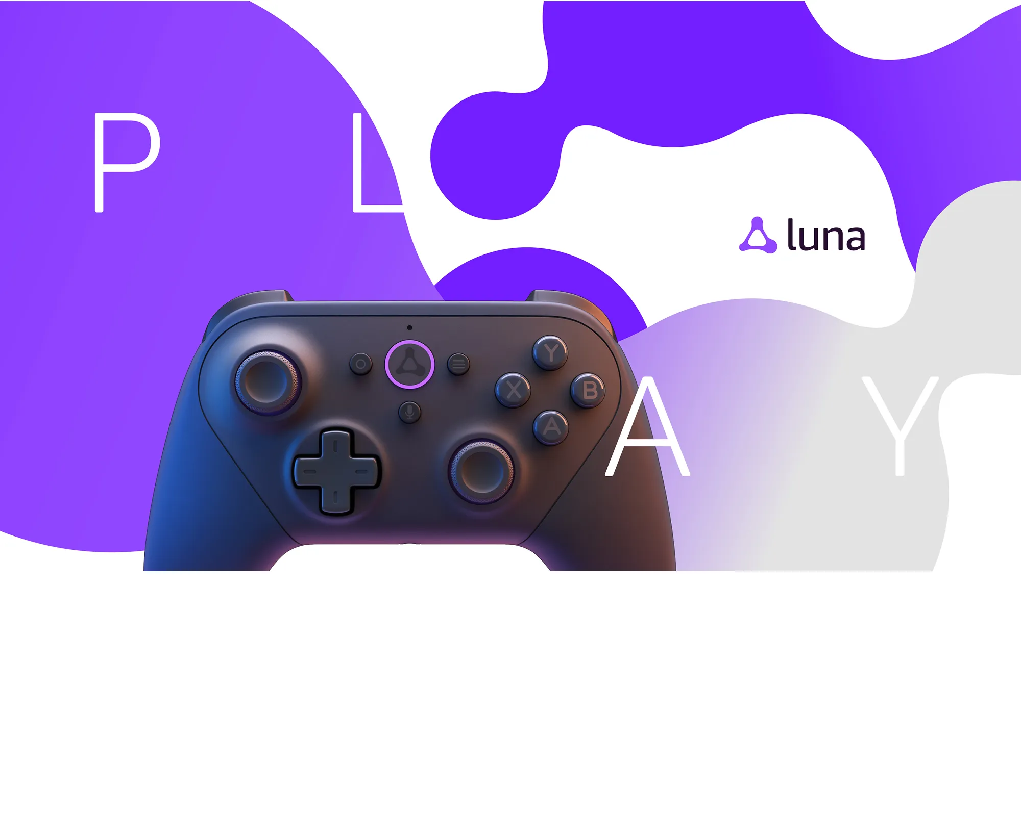 Artwork showcasing the Luna Controller using Amazon Luna branding system