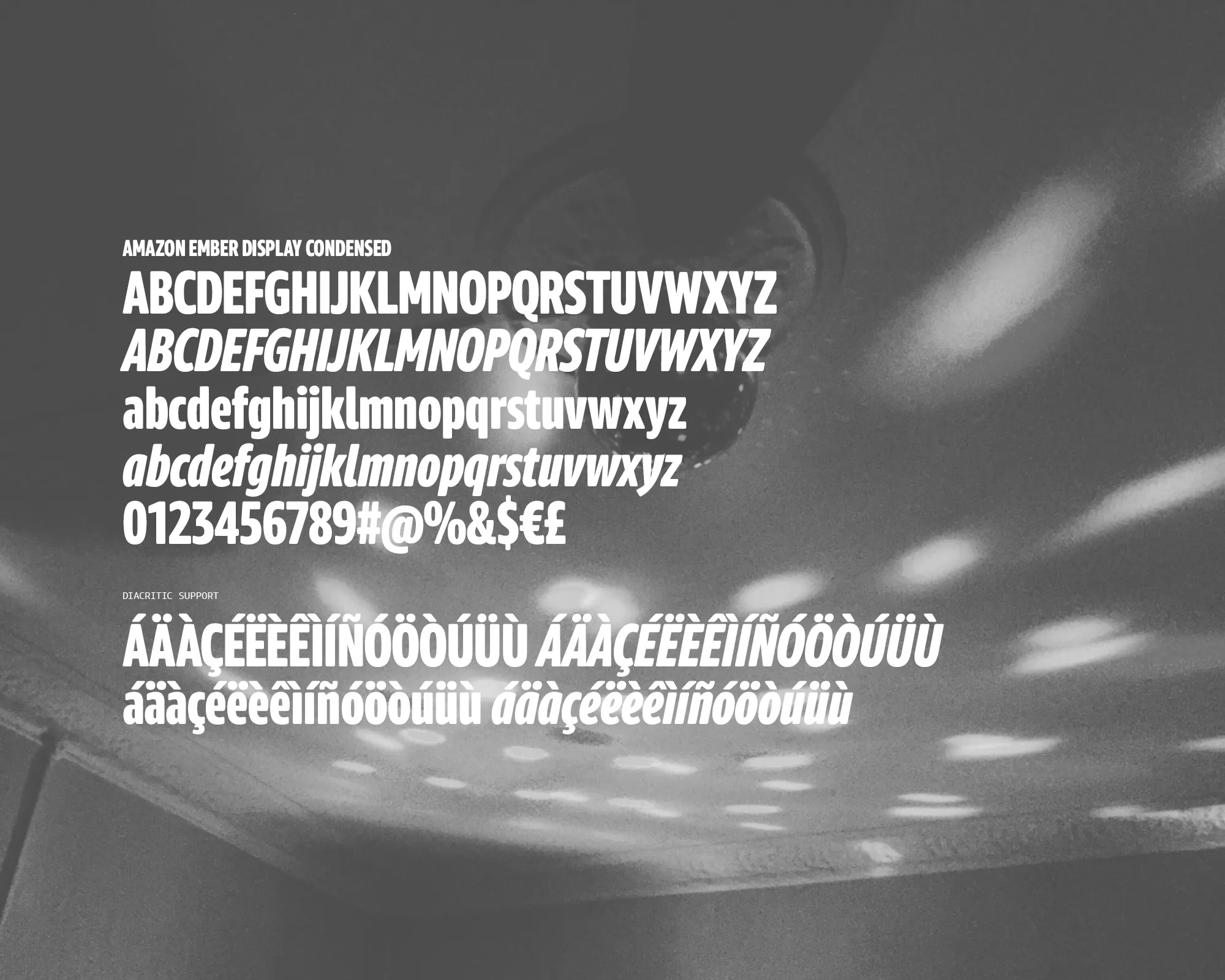 Character set for Ember Display Heavy Condensed typeface