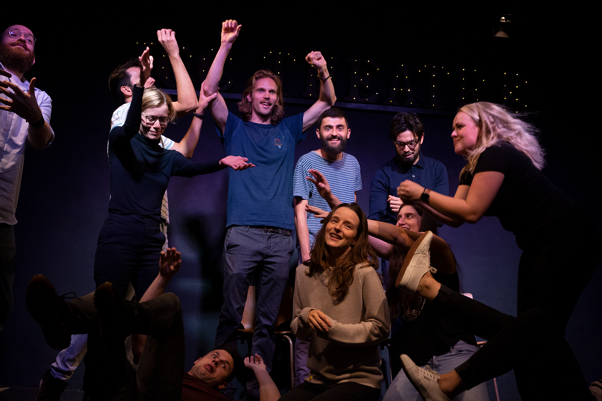 A group of ICC students cheering together
