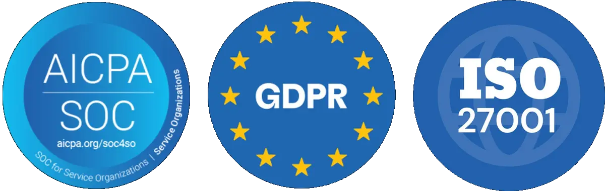 Aptly SOC 2, ISO 27001, and GDPR compliance certification badges