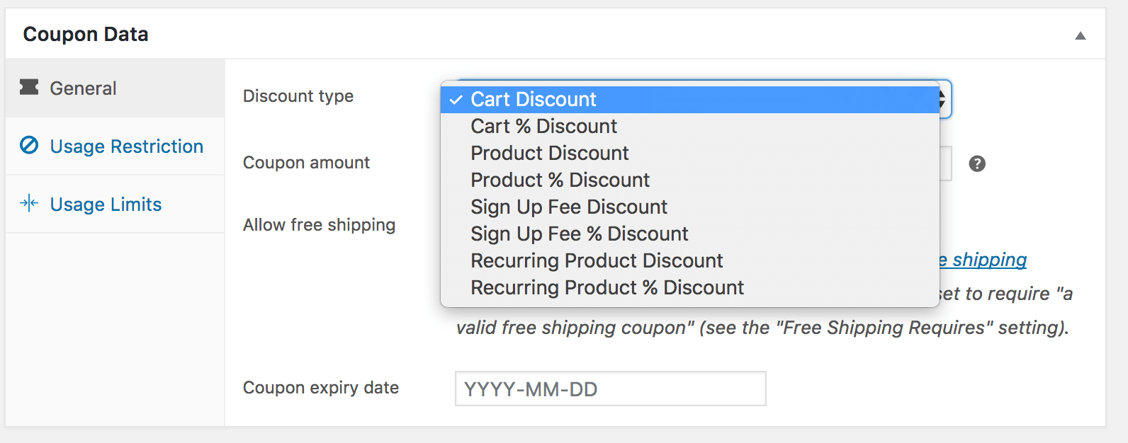 Coupon types