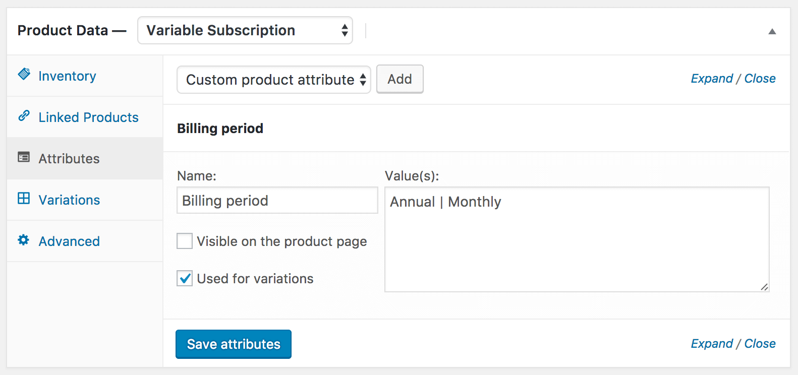 attribute configuration