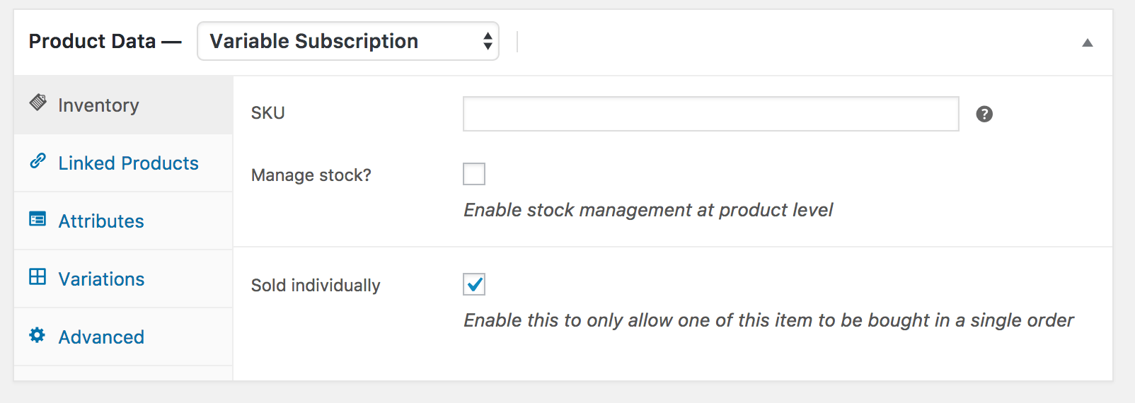 Variable subscription configuration