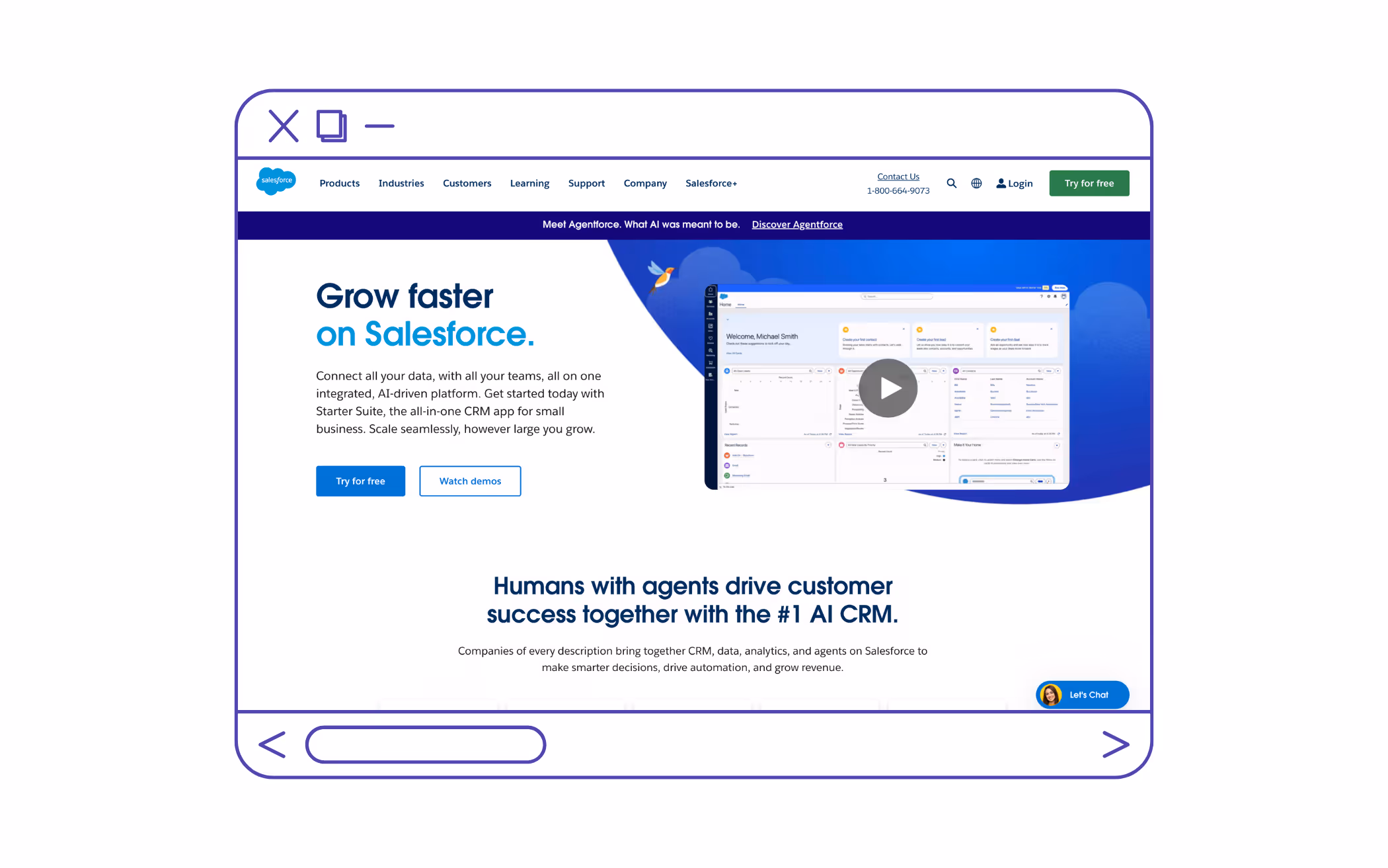 Salesforce: Provides a client-centric experience with detailed solutions and demos