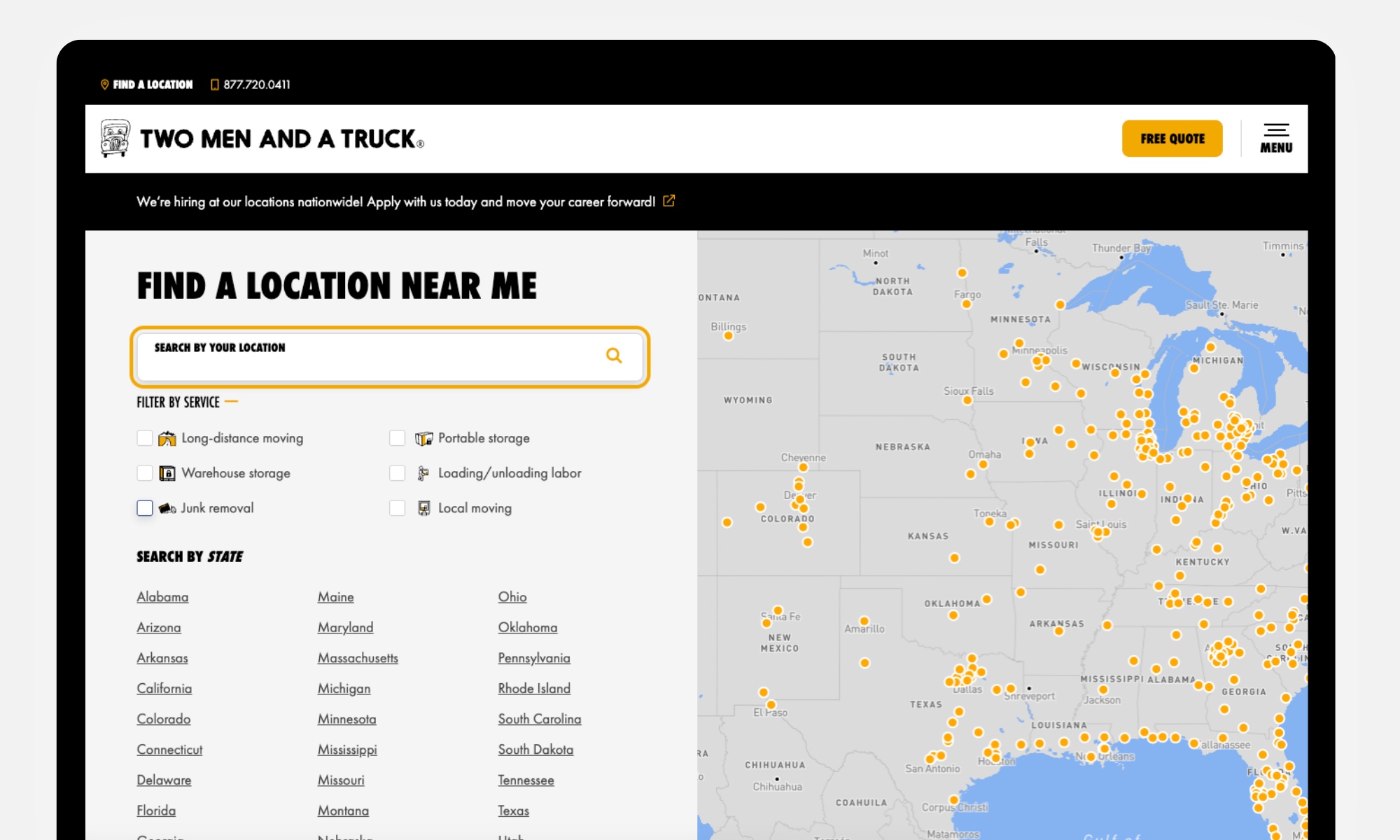 Two men and a truck locator example