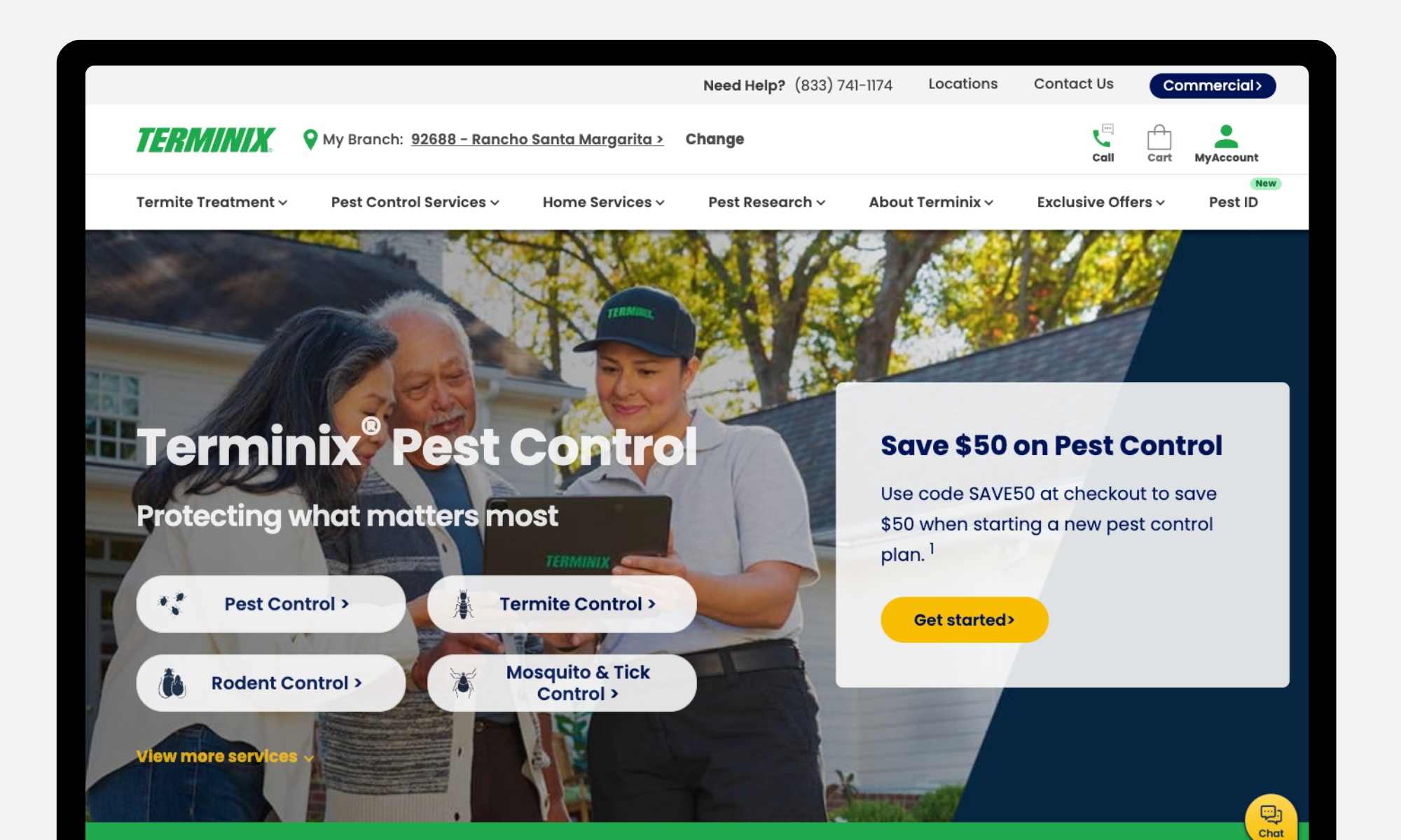 Terminix homepage example