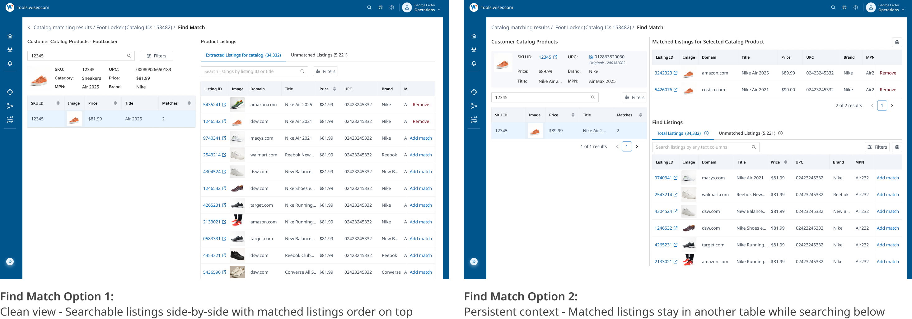 Find Match Option A - clean view