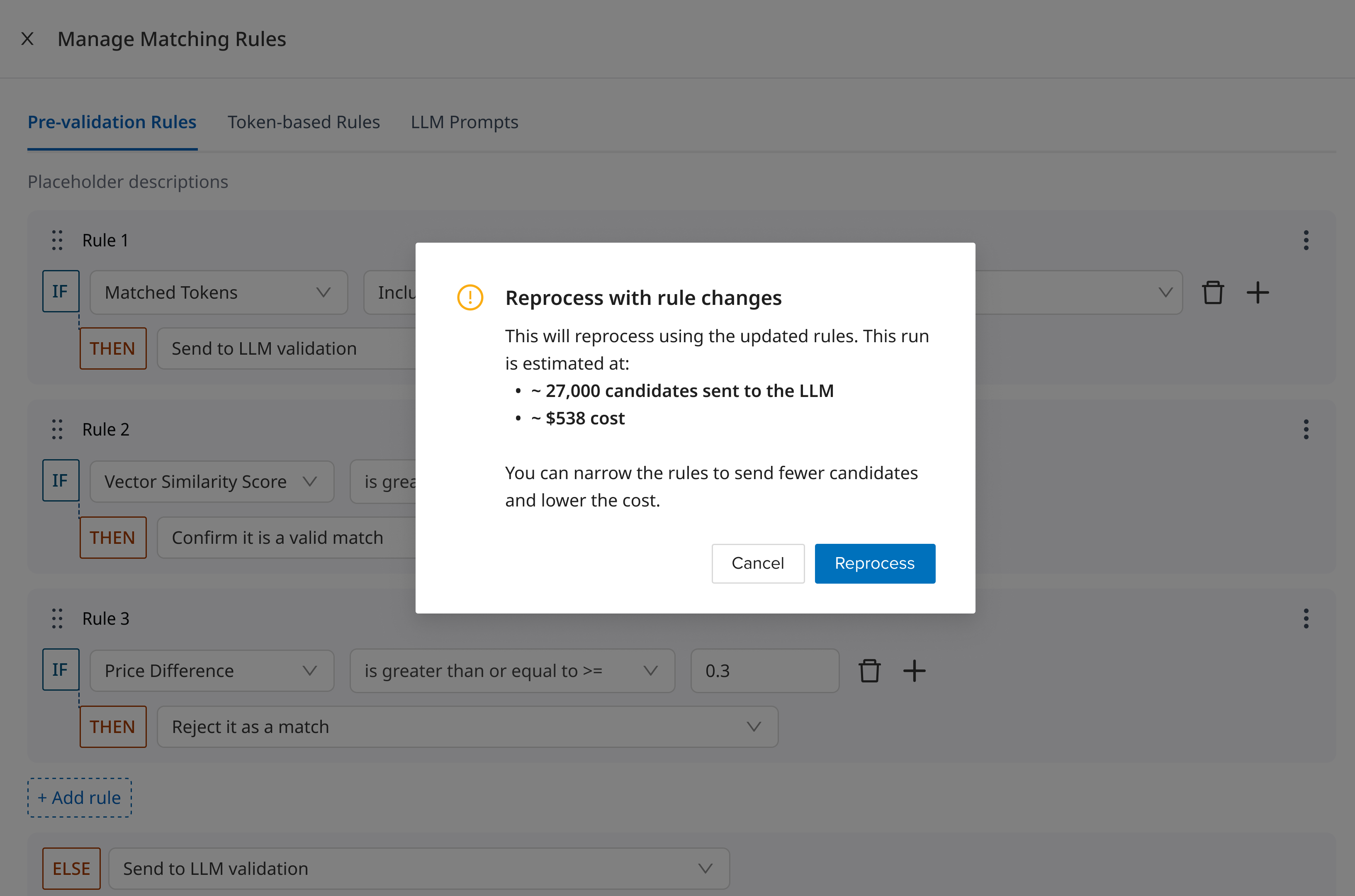 Cost impact visibility