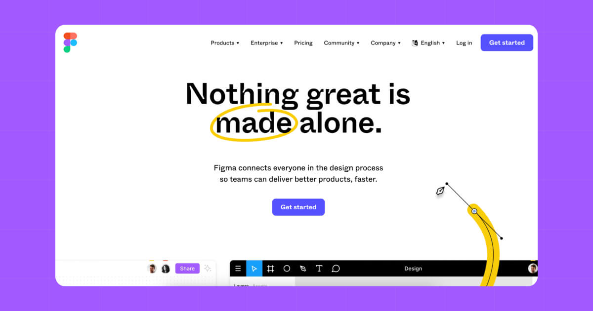 a screenshot of the landing page on Figma's website