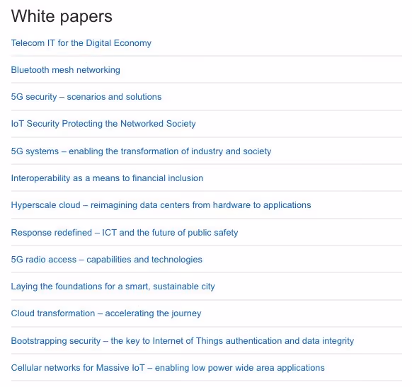 List of Ericsson's white papers