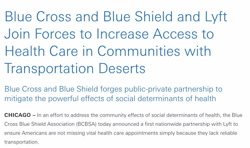 Blue Cross and Blue Shield's press release