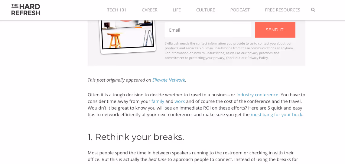 Skillcrush example of syndicated content