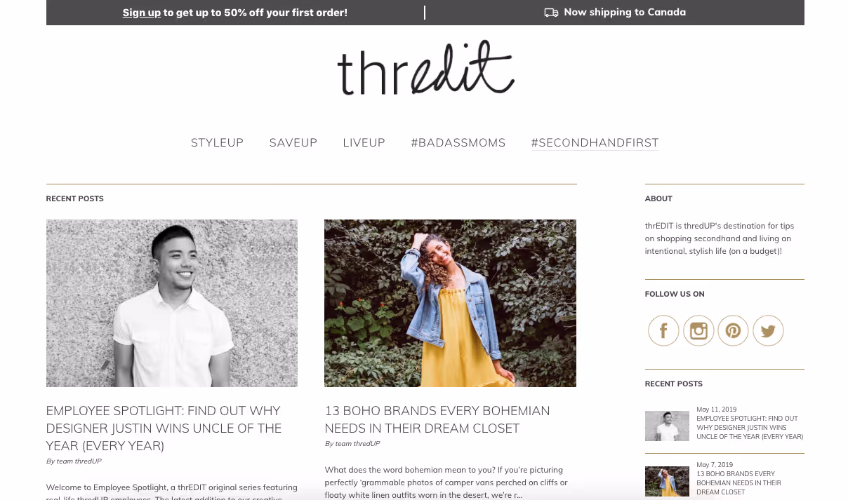 thredUP blog screenshot