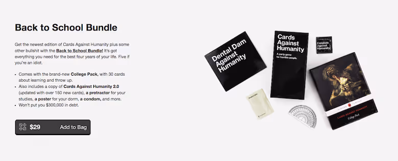 Cards Against Humanity's Back to School Bundle