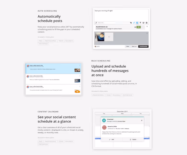 Hootsuite's scheduling features product description