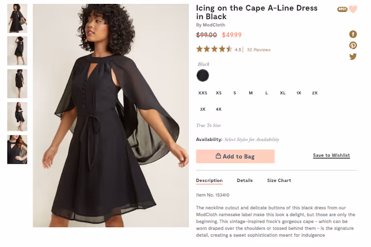 ModCloth's Icing on the Cape A-Line Dress in Black