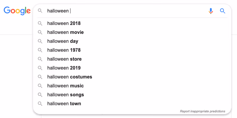 Google Halloween example search