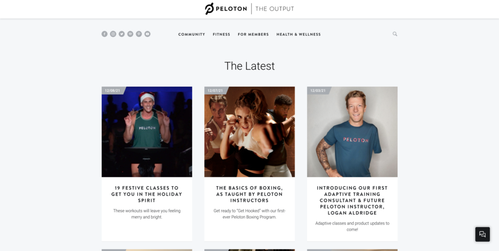 peloton blog content page