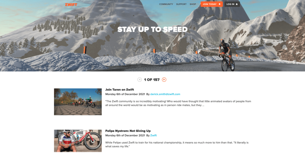 Zwift blog content