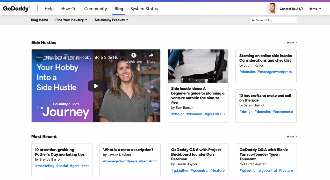 GoDaddy blog screenshot