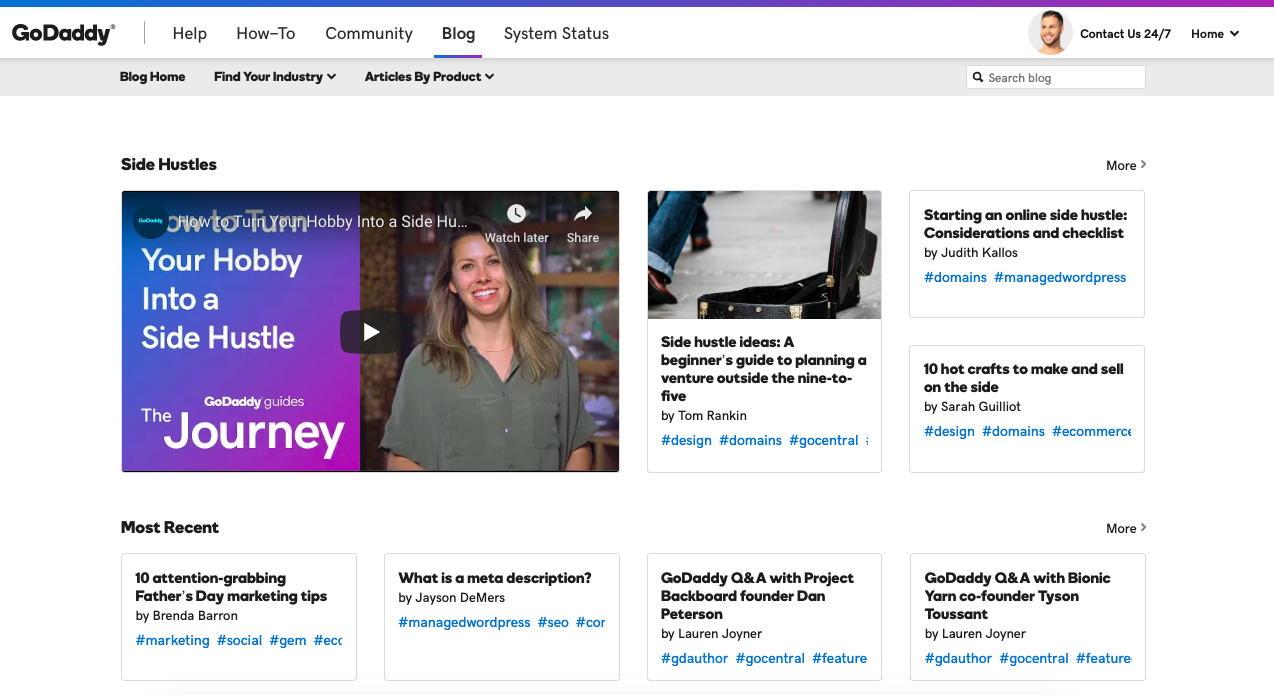 GoDaddy blog screenshot