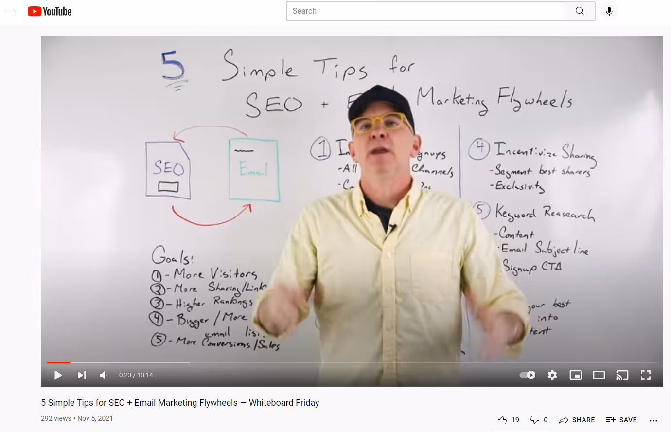 a screenshot of Moz whiteboard Friday YouTube video