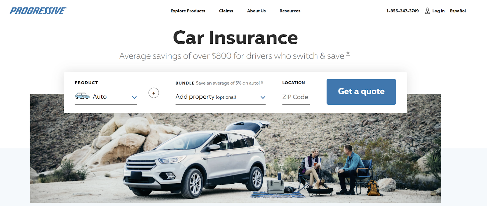 Progressive Car Insurance anchor text example