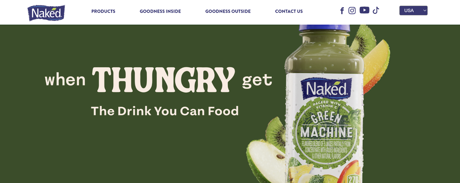 Naked Juice homepage anchor text example