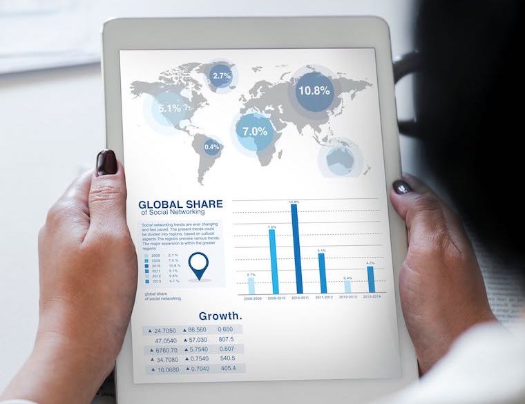 looking at statistics on ipad