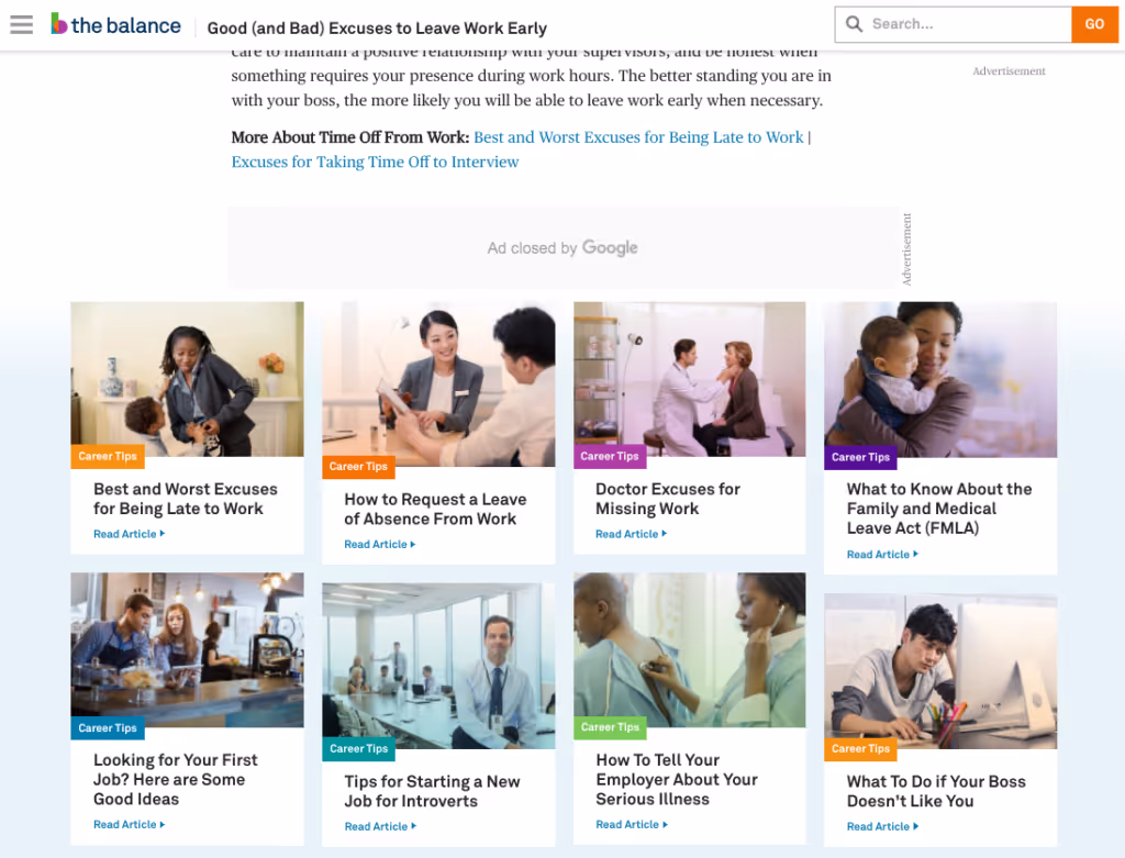 The Balance example of showing related content