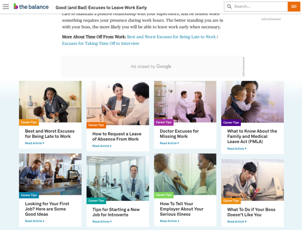 The Balance example of showing related content