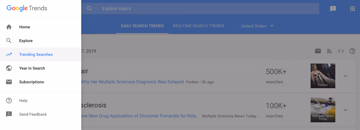Google Trends Trending Searches