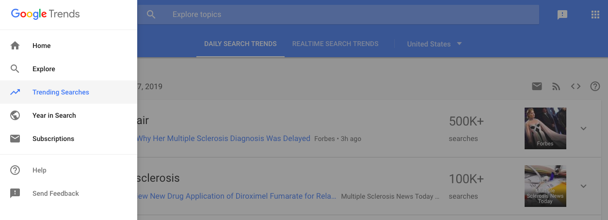 Google Trends Trending Searches