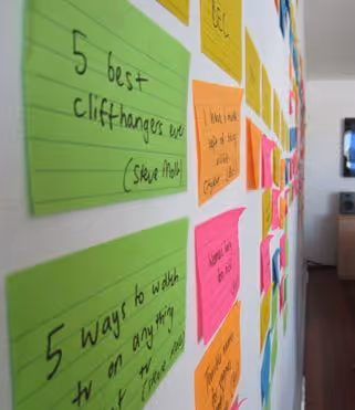 mamamia.com.au post-it wall for editorial calendar