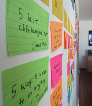 mamamia.com.au post-it wall for editorial calendar