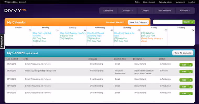 DivvyHQ dashboard