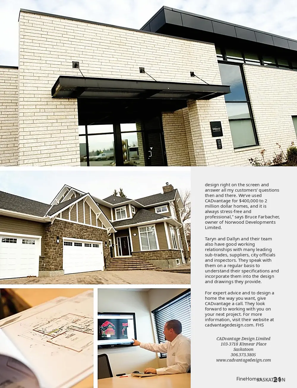FineHomes Saskatoon Magazine Featuring CADVantage Design