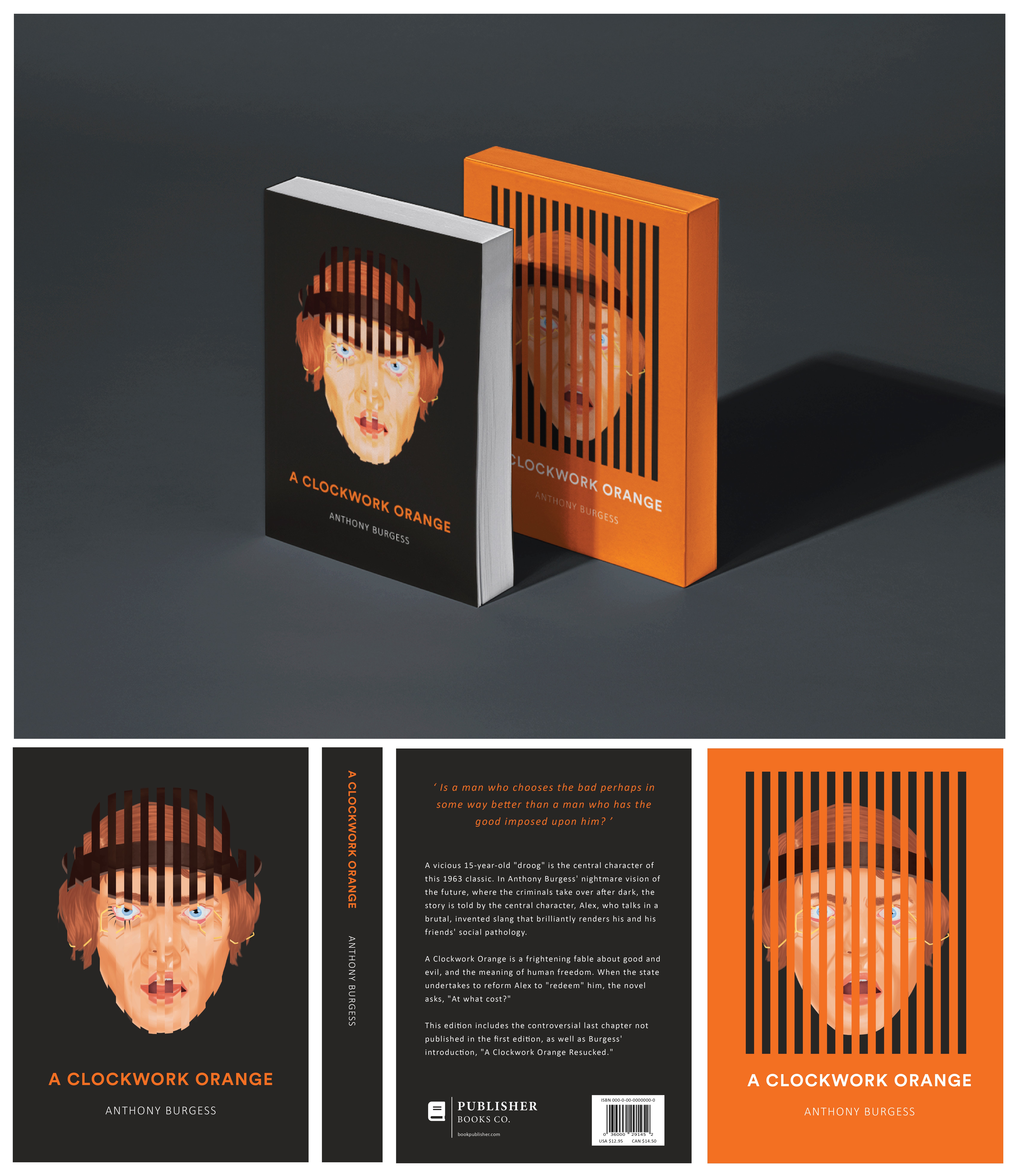 A mockup of the front, back, and spine of the book