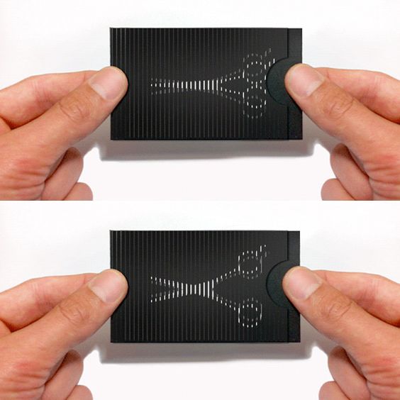 An example of lenticular animation using two frames to simulate a pair of scissors cutting
