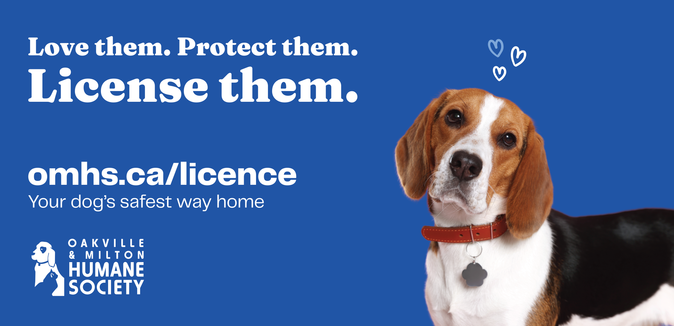 A mobile sign promoting licensing dogs as a way to protect them 